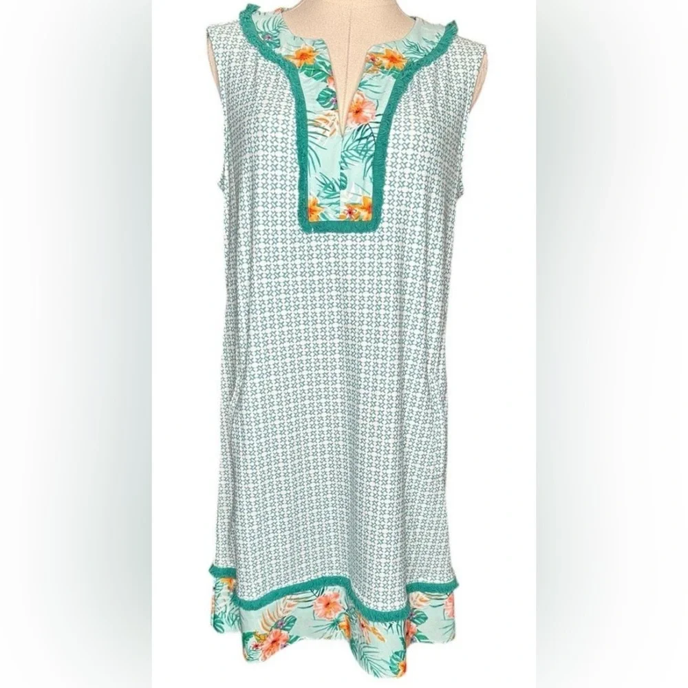 CABANA LIFE Women’s Sleeveless Fringe Tunic Mini Dress size S/Small - Picture 1 of 13